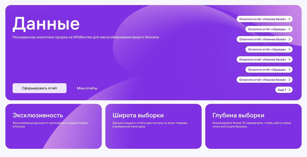 Wildberries запустил сервис «Данные»: покупка аналитики по рынку для продавцов