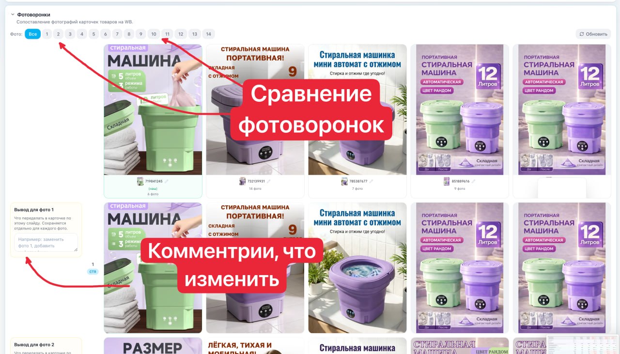 Сравнение артикулов на Wildberries: бесплатный отчёт с аналитикой карточек